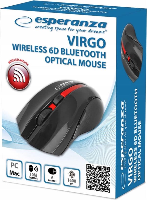 Esperanza EM129R Trådlös Bluetooth 6D Mus, svart