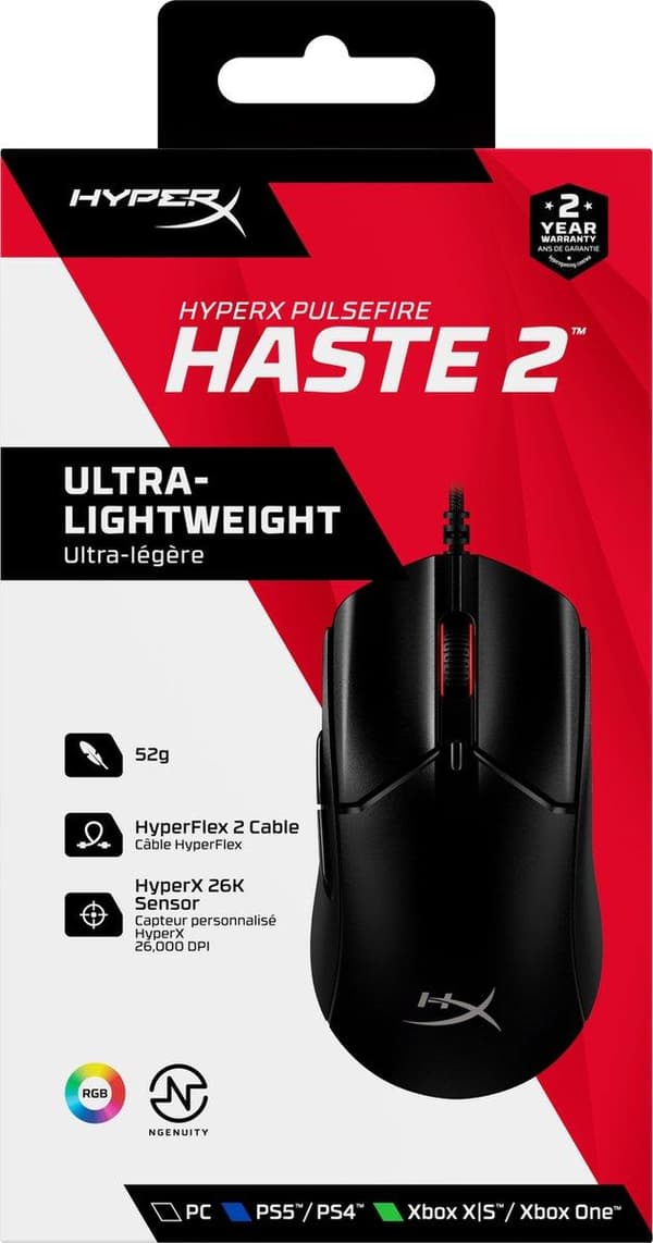 HyperX Pulsefire Haste 2 langallinen pelihiiri, musta (6N0A7AA)