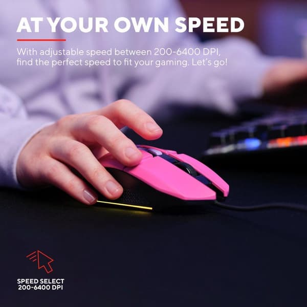 Trust Gaming GXT 109P Felox - Hiiri - valaistu peli - 6 painiketta - langallinen - USB - tehokas pinkki (25068)