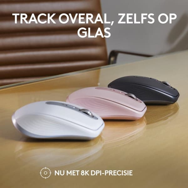 Logitech MX Anywhere 3S - Mus - optisk - 6 knapper - trådløs - Bluetooth - Logitech Logi Bolt USB-modtager - rosa (910-006931)