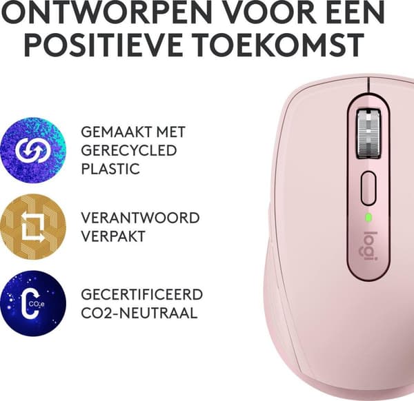 Logitech MX Anywhere 3S - Mus - optisk - 6 knapper - trådløs - Bluetooth - Logitech Logi Bolt USB-modtager - rosa (910-006931)