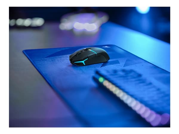 CORSAIR NIGHTSABRE WIRELESS RGB - Mus - höger- och vänsterhänta - optisk - 11 knappar - trådlös - Bluetooth, 2.4 GHz - trådlös USB-mottagare Svart