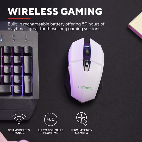 GXT 110W Felox Illuminated Wireless Gaming mus Hvit