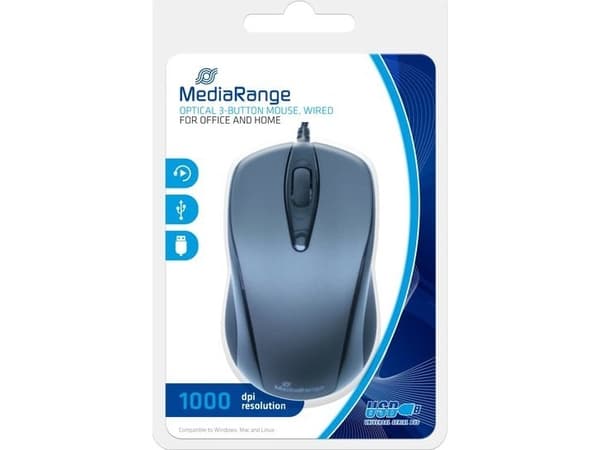 Mysz MediaRange MOUSE USB OPTICAL BLACK/GREY/MROS201 MEDIARANGE