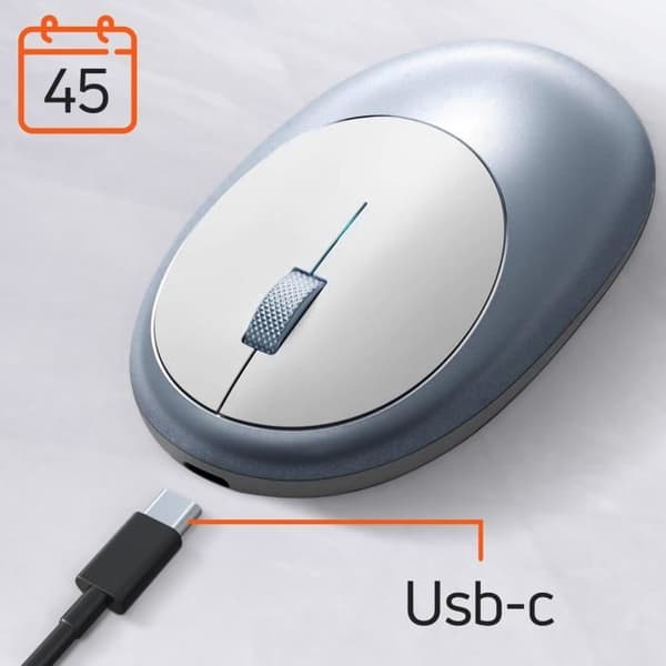 Bluetooth-mus Ergonomisk design Uppladdningsbar USB-C M1 Satechi Blå