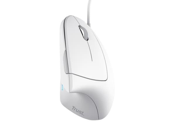 Trust Verto - Vertikal mus - ergonomisk - högerhänt - optisk - 6 knappar - kabelansluten - USB 2.0 - vit