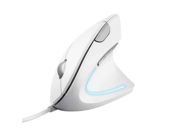 Trust Verto - Vertikal mus - ergonomisk - högerhänt - optisk - 6 knappar - kabelansluten - USB 2.0 - vit