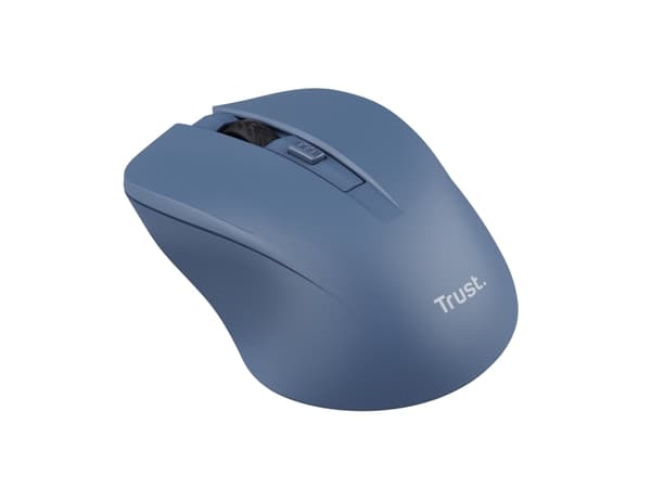 Trust Mydo - Mus - tyst - höger- och vänsterhänta - optisk - 4 knappar - trådlös - 2.4 GHz - trådlös USB-mottagare - blå