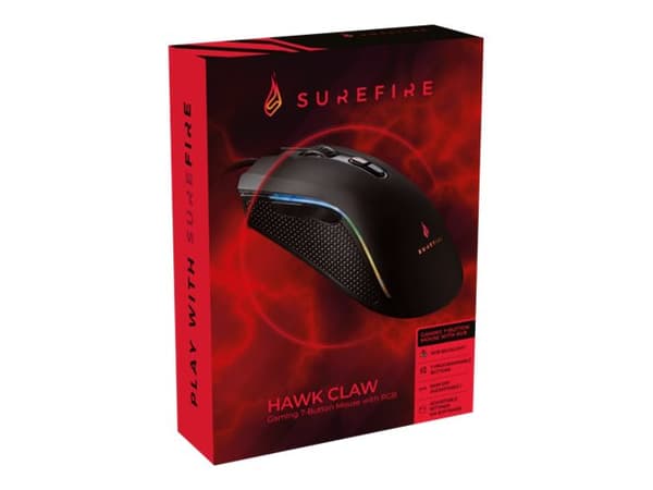 Verbatim SureFire Hawk Claw - Mus - högerhänt - optisk - 7 knappar - kabelansluten - USB Svart