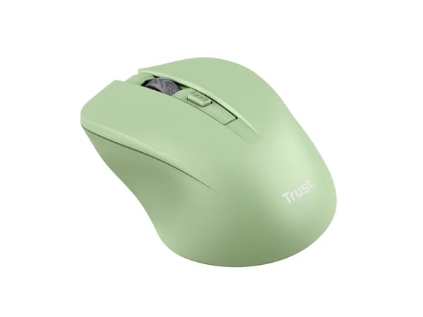 Trust Mydo - Mus - tyst - höger- och vänsterhänta - optisk - 4 knappar - trådlös - 2.4 GHz - trådlös USB-mottagare - grön