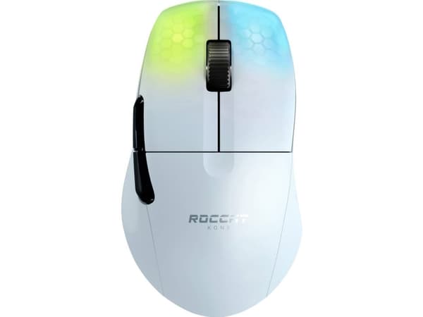ROCCAT Kone Pro Air, högerhand, Optisk, RF Trådlös, 19000 DPI, Vit