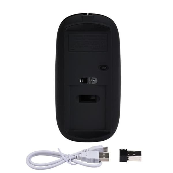 Smal trådlös Silent Mouse Gaming Mouse för Laptop PC-spel SVART