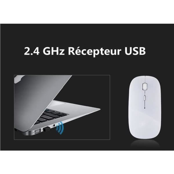 Svart färg Ultratunn USB trådlös optisk mus 2.4G Super Slim Receiver Trådlös mus Bärbar dator PC