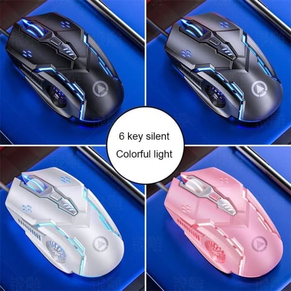 G5 Gaming Mouse 7 färg bakgrundsbelysning USB trådbunden tyst mus för Gamer 3200 Dpi möss för PC- - Typ: Svart -TO2939A