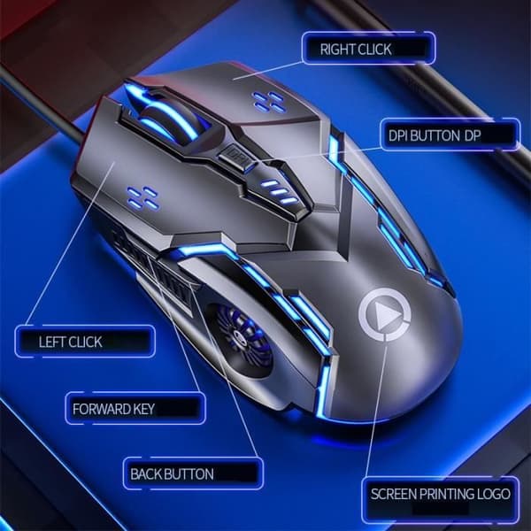 G5 Gaming Mouse 7 färg bakgrundsbelysning USB trådbunden tyst mus för Gamer 3200 Dpi möss för PC- - Typ: Svart -TO2939A