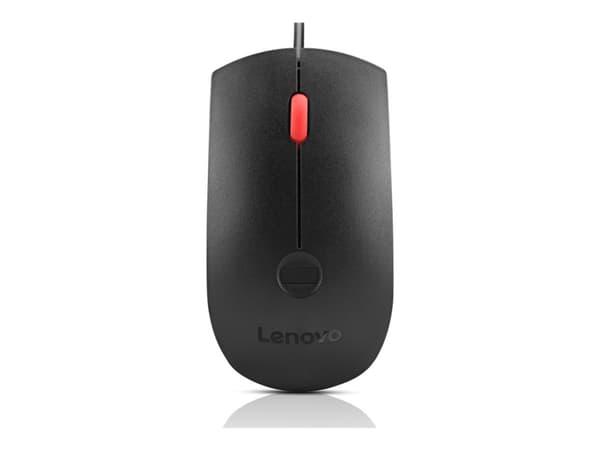 Lenovo - Mus - ergonomisk - optisk - 3 knappar - kabelansluten - USB-A - svart - brun låda - CRU Svart