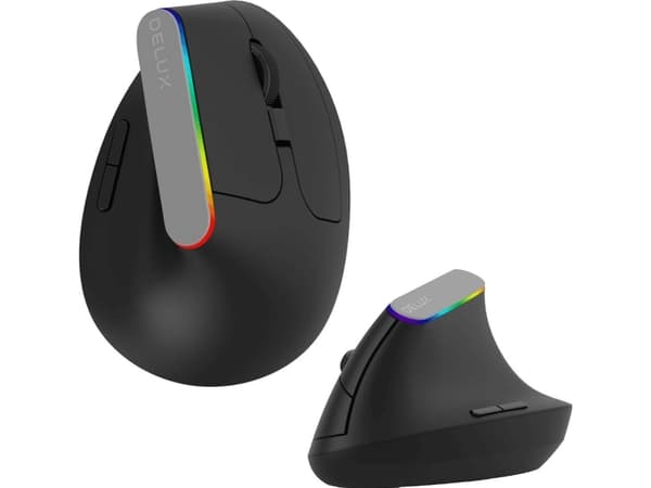 Delux trådlös vertikal mus M618C 2.4G 1600DPI RGB (svart)