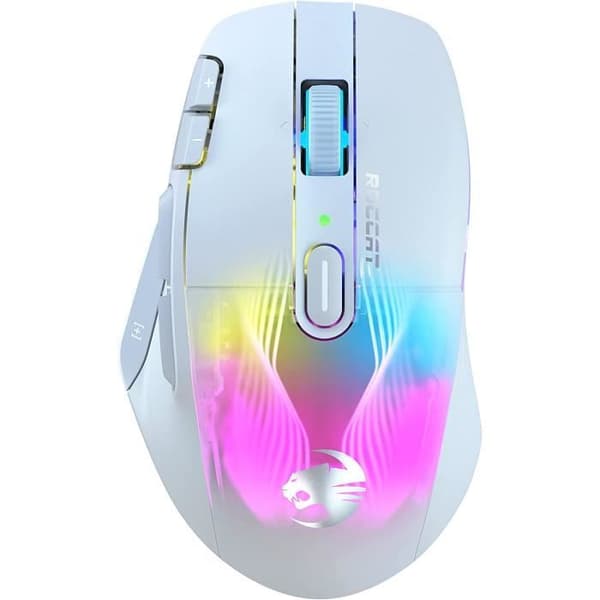 Roccat Kone XP Air – trådlös spelmus, 19K DPI optisk sensor, 100h batteritid, RGB-laddningsstation, vit Vit
