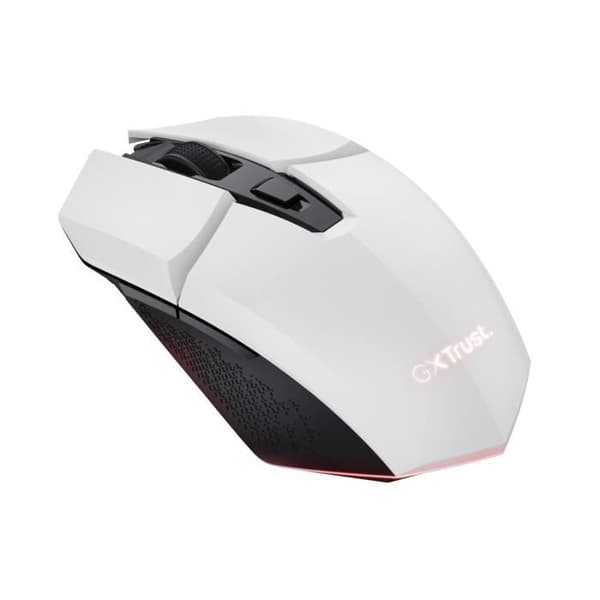 Trust Gaming GXT 110W Felox uppladdningsbar trådlös spelmus - 80 timmars batteritid, 800-4800 DPI, 6 knappar, LED - vit