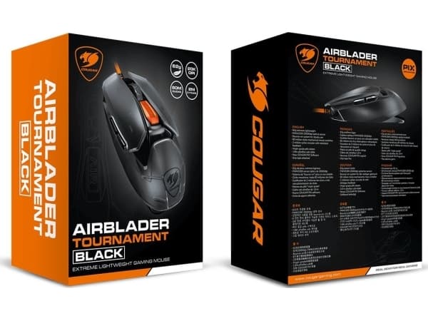 COUGAR Gaming AirBlader Tournament, högerhand, Optisk, USB Type-A, 20000 DPI, Svart