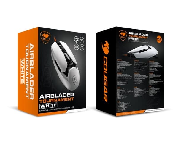 COUGAR Gaming AirBlader Tournament, högerhand, Optisk, USB Type-A, 20000 DPI, Vit