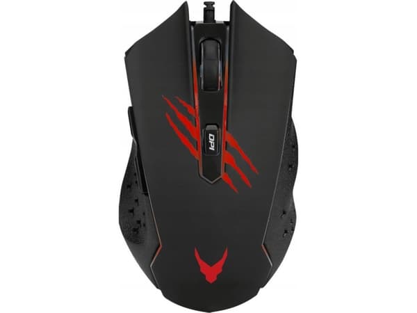 Varr Gaming USB Mouse, Adjustable DPI (1200, 1800, 2400 or 3600dpi), 6 Button with Scroll Wheel, LED 9 colours backlight with RGB effect, Black/Red, Svart