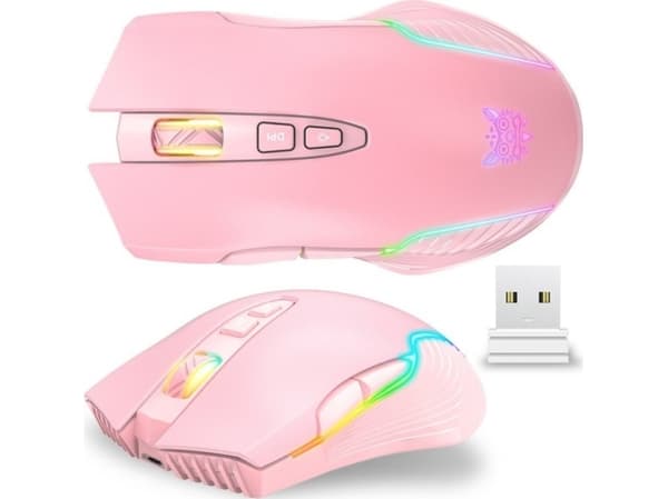 Onikuma trådlös mus CW905 RGB rosa
