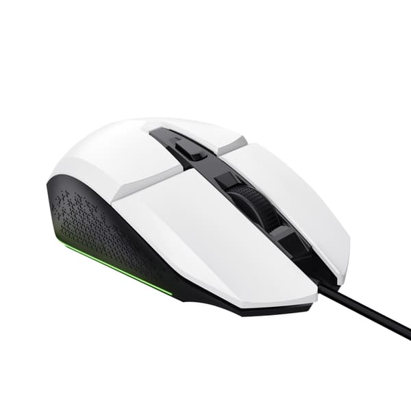 Trust GXT 109W Felox - Mus - belyst, spel - 6 knappar - trådbunden - USB - vinnande vit
