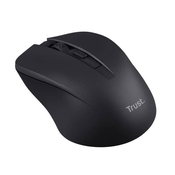 Trust Mydo - mus - tyst - höger- och vänsterhänt - optisk - 4 knappar - trådlös - 2,4 GHz - trådlös mottagare (USB) - svart (25084)