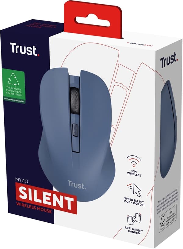 Trust Mydo - Langaton hiiri - 1800 DPI - Sininen