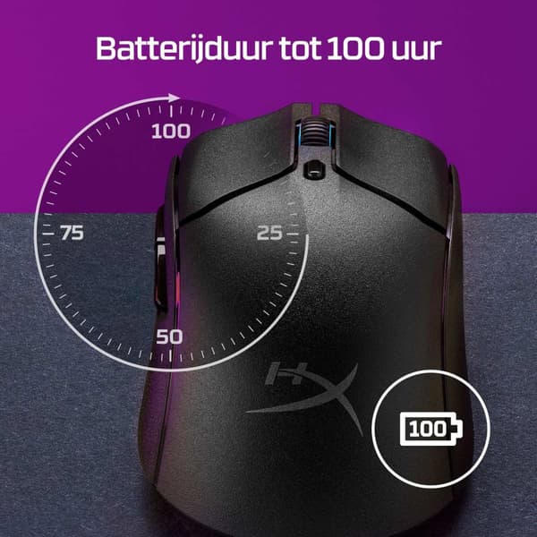 HyperX Pulsefire Haste 2 - mus - optisk - 6 knappar - trådlös, trådbunden - 2,4 GHz, Bluetooth 5.0 - trådlös mottagare (USB) - vit