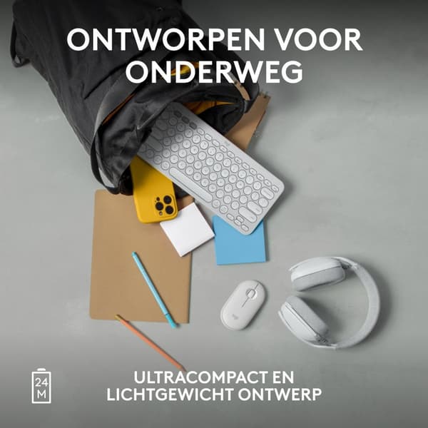 Logitech Pebble 2 M350s - mus - optisk - 3 knapper - trådløs - Bluetooth 5.2 LE - tonal hvid