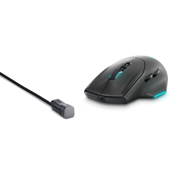 Dell Alienware AW620M - Mus - Højrehåndet - optisk - 7 knapper - trådløs, kablet - USB, 2,4 GHz - Dark Side of the Moon - detailhandel - Æske (AW620M-