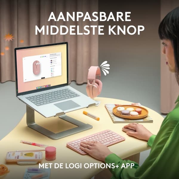 Logitech Pebble 2 M350s - mus - optisk - 3 knappar - trådlös - Bluetooth 5.2 LE - tonal rosa