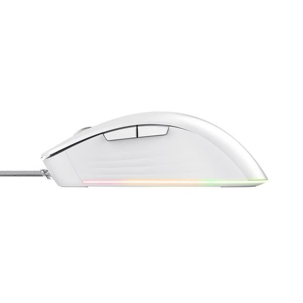 Trust GXT 924W YBAR+ - Mus - För högerhänta - optisk - 6 knappar - trådbunden - USB - vit