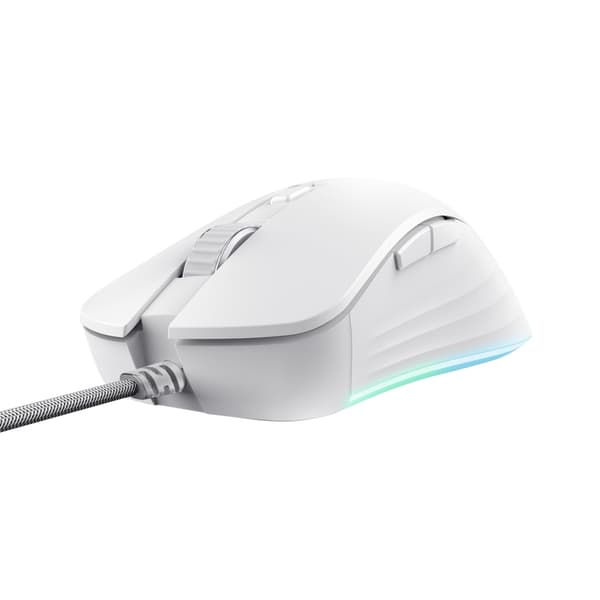 Trust GXT 924W YBAR+ - Mus - För högerhänta - optisk - 6 knappar - trådbunden - USB - vit Vit