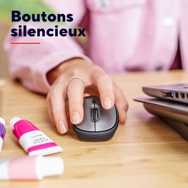 Trust Yvi+ Silent Wireless Mouse med hållbar design - 800-1600 DPI - USB-mottagare - Svart