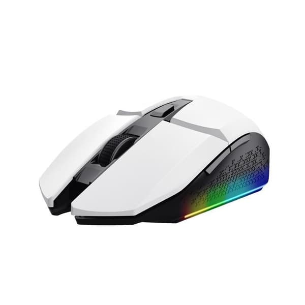 Trust Gaming GXT 110W Felox uppladdningsbar trådlös spelmus - 80 timmars batteritid, 800-4800 DPI, 6 knappar, LED - vit Vit