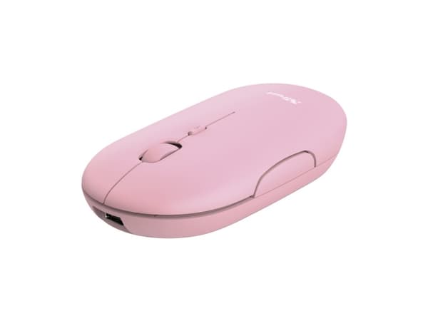 Trust Puck, Ambidextrous, Optisk, Trådlös RF + Bluetooth, 1600 DPI, Rosa