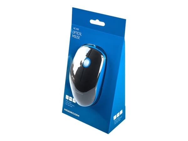 ModeCom MC-M111 - Mus - optisk - 3 knappar - kabelansluten - USB - svart, blå Svart, Blå