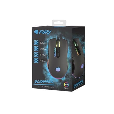 FURY Scrapper mouse Gaming Ambidextrous USB Type-A Optical 6400 DPI Svart