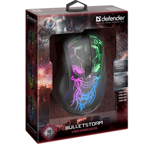 Gaming, optisk, trådbunden mus DEFENDER GM-928 BULLETSTORM 7200dpi 7P lyser