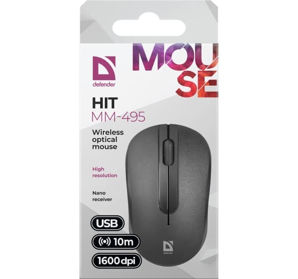 MOUSE DEFENDER HIT MM-495 RF OPTIC SVART 1600dpi 3P