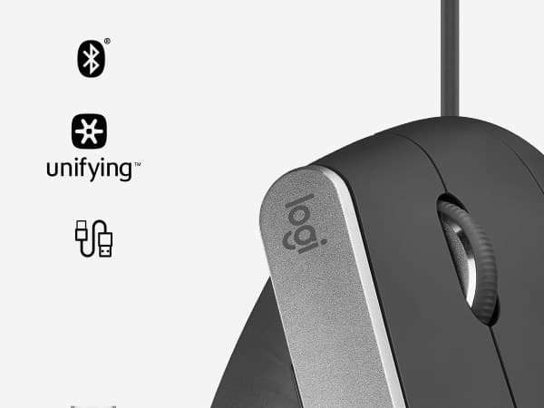 Logitech MX Vertical Advanced Ergonimisk mus RF Trådlös+Bluetooth Optisk 4000 DPI Höger