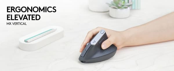 Logitech MX Vertical Advanced Ergonimisk mus RF Trådlös+Bluetooth Optisk 4000 DPI Höger