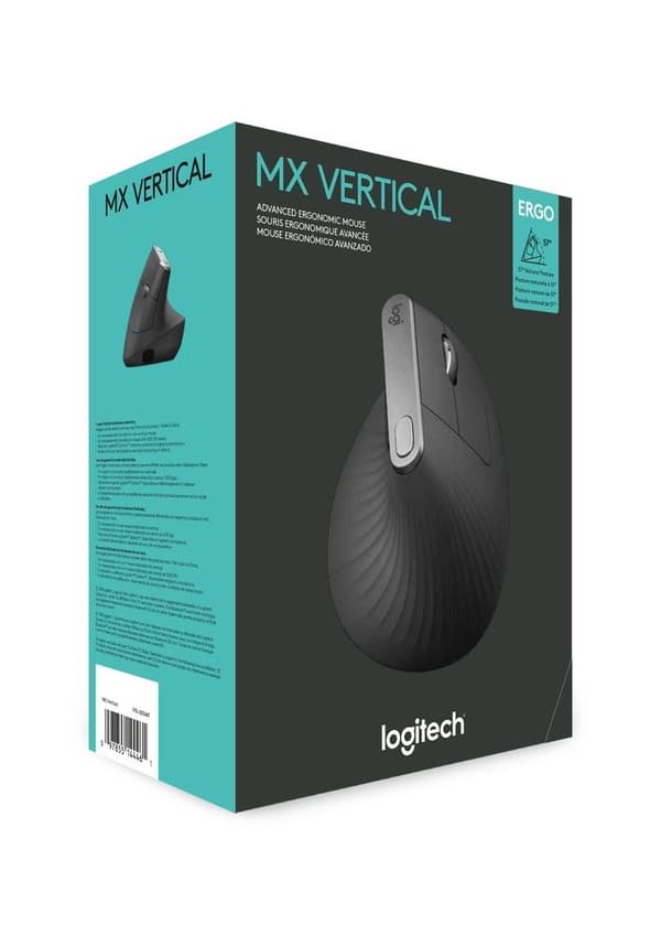 Logitech MX Vertical Advanced Ergonimisk mus RF Trådlös+Bluetooth Optisk 4000 DPI Höger