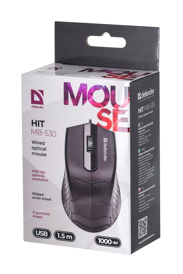 MOUSE DEFENDER HIT MB-530 SVART OTPICAL 1000dpi 3P