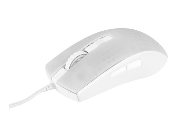 DELTACO GAMING WM87 - Mus - ultra-light, RGB - 6 knappar - kabelansluten - USB - halvgenomskinlig, vit