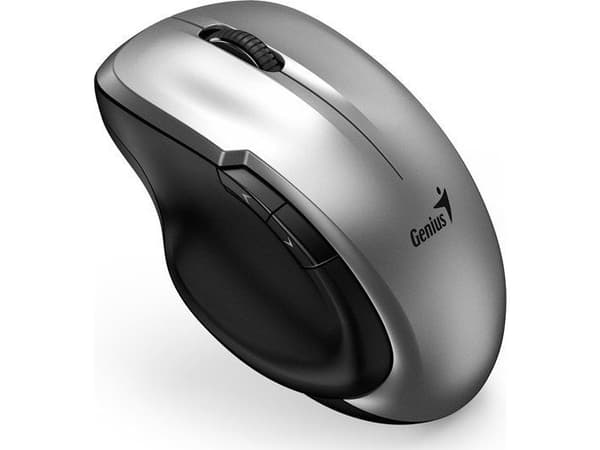 Genius Genius Ergo 8200S mus, 1200DPI, 2,4 [GHz], Optisk, 5kl, Trådlös, Silver, 1 AA, Blue-Eye-sensor, USB-C-adapter