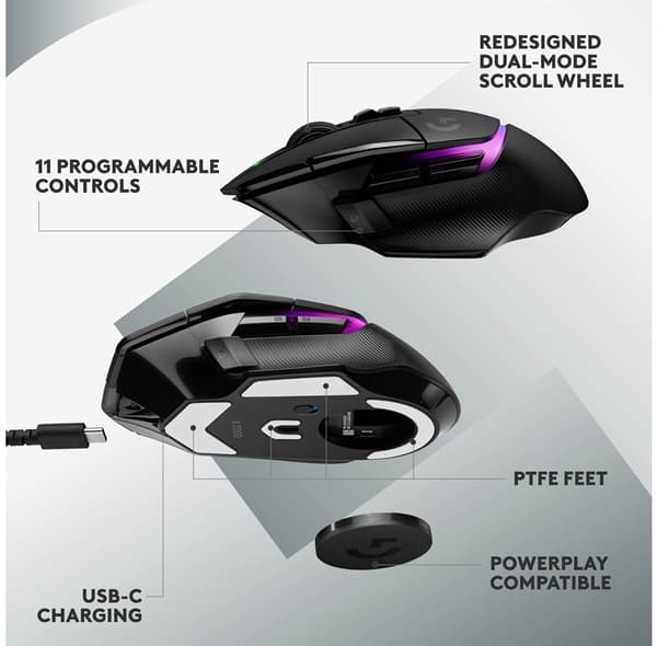 Logitech G502 X PLUS Trådlös RGB Gamingmus, svart